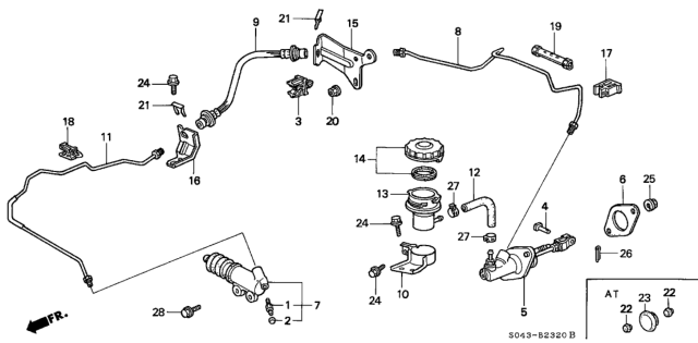 1996 Honda Civic Bracket, Clutch Pipe (A) Diagram for 46995-S04-000