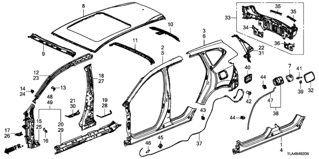 2017 Honda CR-V Stiffener, R. RR. Panel End Diagram for 66116-TLA-A00ZZ