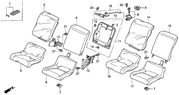 1994 Honda Prelude Cover, Right Rear Seat Cushion Trim (Excel Charcoal) Diagram for 82131-SS0-J32ZD
