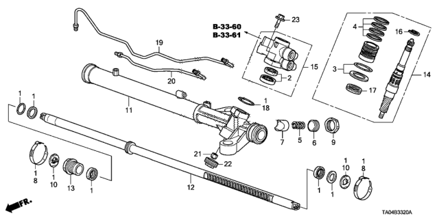 2010 Honda Accord P.S. Gear BoxComponents Diagram