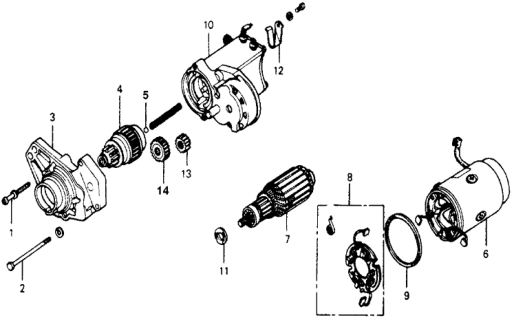 1977 Honda Accord Starter Motor Components Diagram