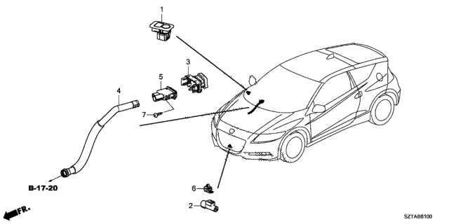 2014 Honda CR-Z Sensor Assy., Auto Light Sun Beam Diagram for 39860-SZT-A01