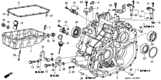 2002 Honda Civic CVT Transmission Case - Oil Pan (CVT) Diagram