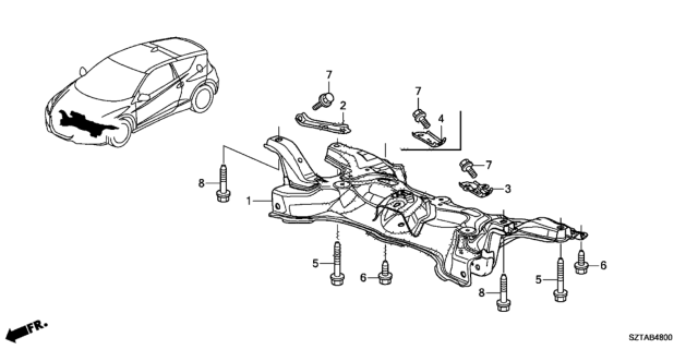 2015 Honda CR-Z Sub-Frame, Front Suspension Diagram for 50200-SZT-G00