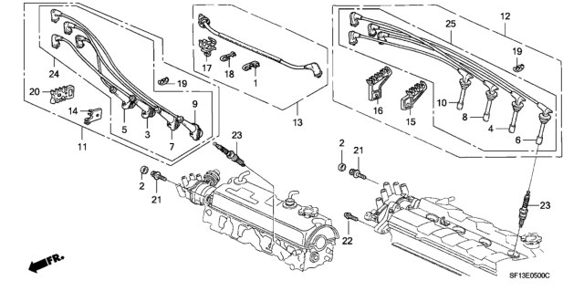 1988 Honda Prelude High Tenshion Cord - Spark Plug Diagram