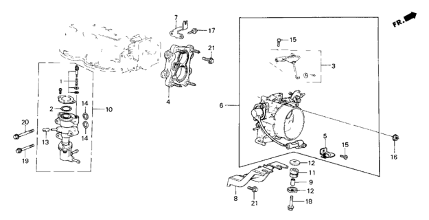 1985 Honda CRX Rubber, Throttle Body Mounting Diagram for 16176-PE7-661