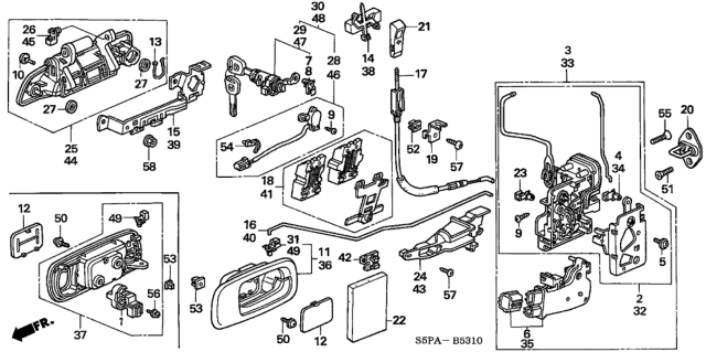 2005 Honda Civic Handle Assembly, Right Front Door (Outer) (Magnesium Metallic) Diagram for 72140-S5A-J02YA