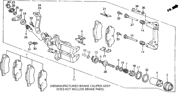1989 Honda Accord Caliper Assembly, Right Rear (Nissin) Diagram for 43210-SE0-937