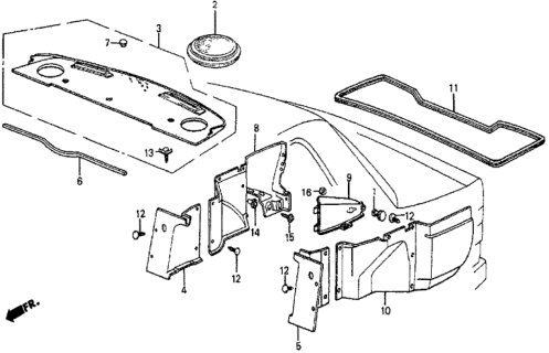 1985 Honda Prelude Garnish, R. Trunk Side *B49L* (FAIR BLUE) Diagram for 83825-SB0-030ZB