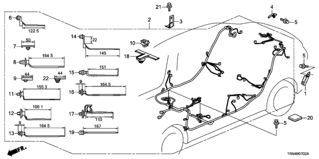 2012 Honda Civic Wire Harness, Floor Diagram for 32107-TR5-A10
