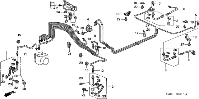 1996 Honda Civic Pipe V, Brake Diagram for 46375-S04-A01