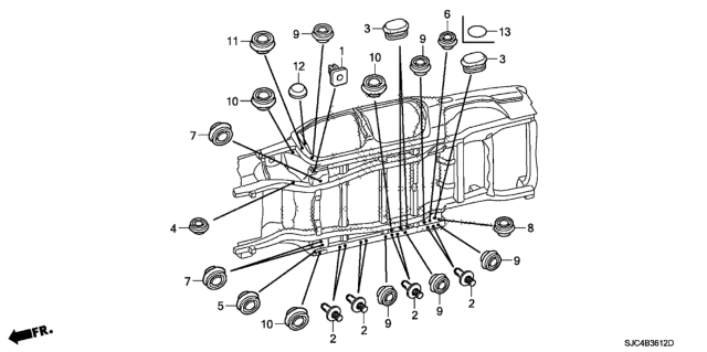 2012 Honda Ridgeline Grommet (Lower) Diagram