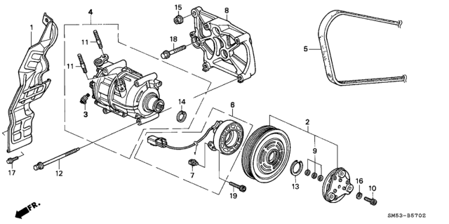1993 Honda Accord Clamp C Diagram for 38928-PT2-N01