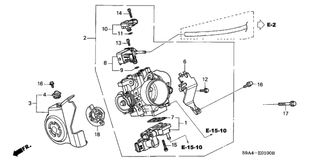 2002 Honda CR-V Cover Assy., Throttle Drum Diagram for 16405-PPA-A01