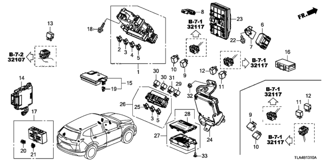 2021 Honda CR-V Box Assembly, Fuse Diagram for 38200-TLA-A11