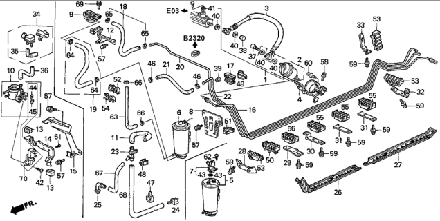 1995 Honda Accord Canister Assembly Diagram for 17300-SV1-L01