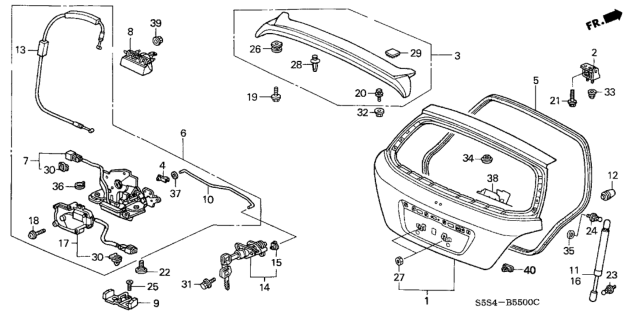 2002 Honda Civic Cylinder, Trunk Diagram for 74861-S6A-003