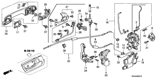 2007 Honda Accord Handle Assembly, Right Front Door (Outer) Diagram for 72140-SDA-A71