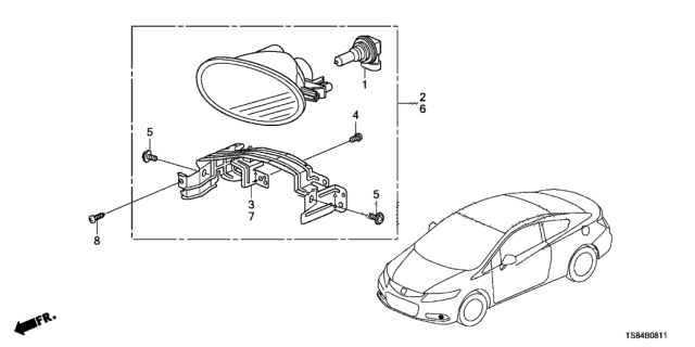 2015 Honda Civic Bracket Unit, L. Diagram for 33952-TS8-A51
