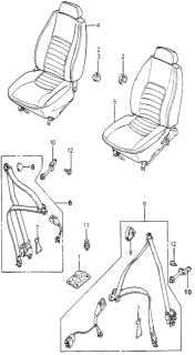 1979 Honda Accord Front Seat - Seat Belt Diagram