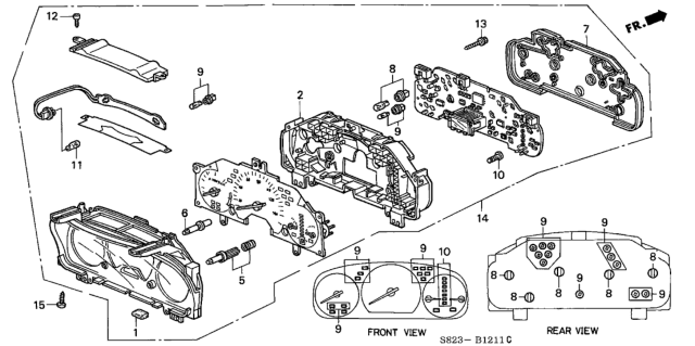 2000 Honda Accord Meter Assembly, Combination Diagram for 78100-S80-A14