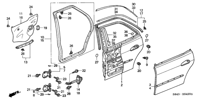 1998 Honda Accord Rear Door Panels Diagram