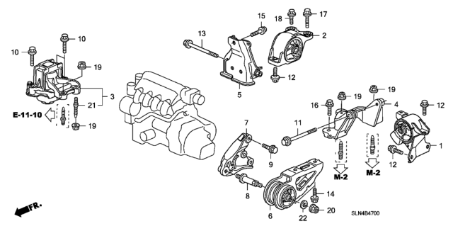 2007 Honda Fit Rubber Assy., Transmission Mounting (MT) Diagram for 50805-SLN-A01