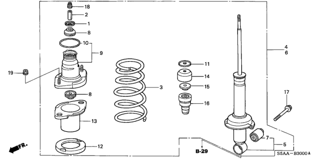2004 Honda Civic Rubber, Rear Spring Mounting Diagram for 52686-S5D-A01