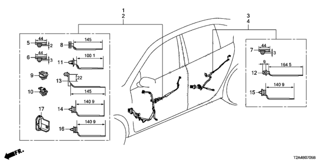 2015 Honda Accord Wire Harness, Driver Door Diagram for 32751-T2A-A04