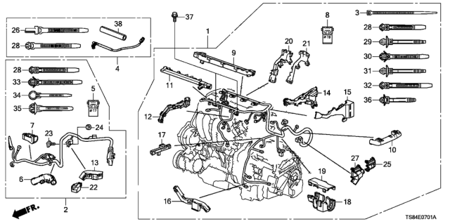 2014 Honda Civic E-Clip, Harness Band (179.4MM)(Dark Gray) Diagram for 91510-RAA-A01