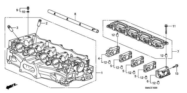 2010 Honda Civic Cylinder Head Diagram for 12200-RNA-A00
