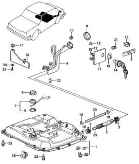 1981 Honda Civic Fuel Tank - Tank Lid - Lock Diagram