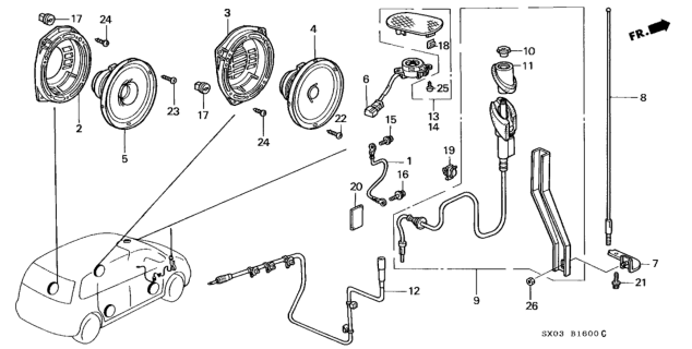 1998 Honda Odyssey Grille, R. Speaker *YR164L* (MEDIUM TAUPE) Diagram for 77134-SX0-A00ZC