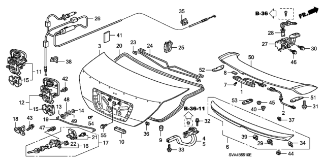 2009 Honda Civic Lock, Trunk (Handle+Manual) Diagram for 74851-SVA-A03