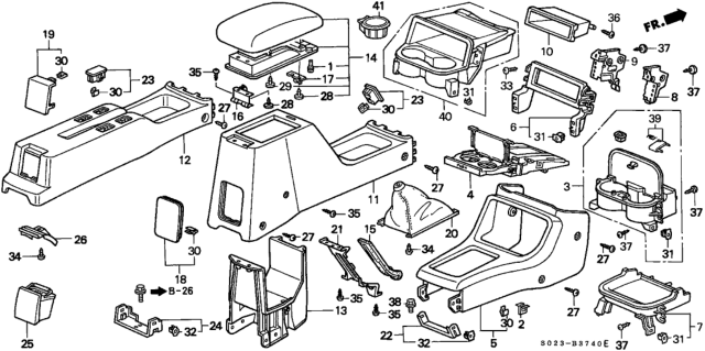 1997 Honda Civic Bracket, R. FR. Console Diagram for 77296-S04-000ZZ