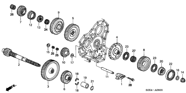 2000 Honda Odyssey Gear, Countershaft Second Diagram for 23441-P7T-000