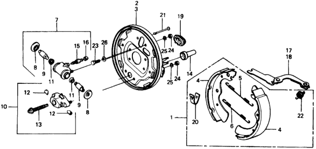 1975 Honda Civic Cylinder Assembly, Rear Wheel Diagram for 43300-634-670