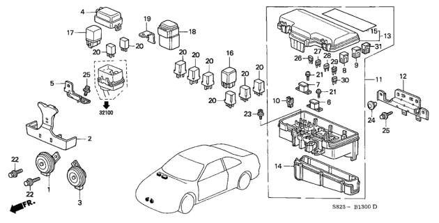 1998 Honda Accord Horn Assembly (High) Diagram for 38150-S84-A21