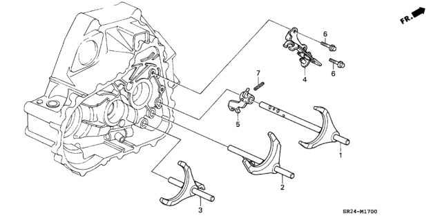 1996 Honda Del Sol MT Shift Fork - Fork Shaft (V-TEC) Diagram