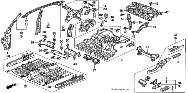 1996 Honda Civic Floor, FR. Diagram for 65100-S01-L00ZZ