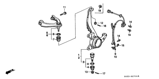2000 Honda Civic Knuckle, Left Front Diagram for 51215-S01-A00