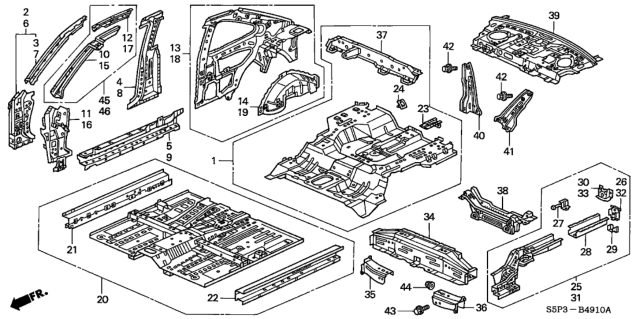 2001 Honda Civic Panel, L. RR. Inside Diagram for 64700-S5P-A00ZZ