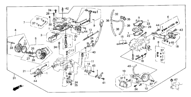 1986 Honda CRX Carburetor Assembly (Ea10D) Diagram for 16100-PE1-727
