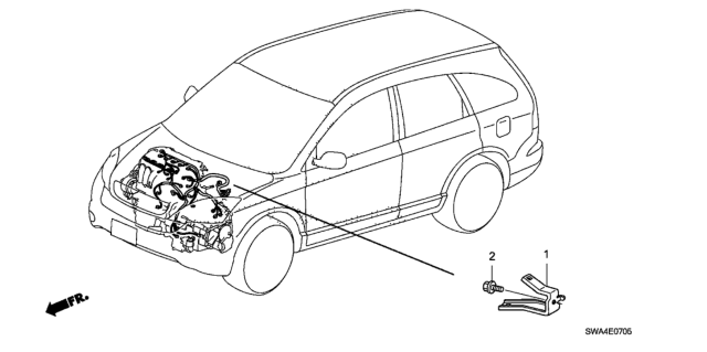 2009 Honda CR-V Engine Wire Harness Stay Diagram