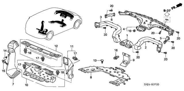 2005 Honda Odyssey Duct Assy., R. Side Defroster Diagram for 77465-SHJ-A00