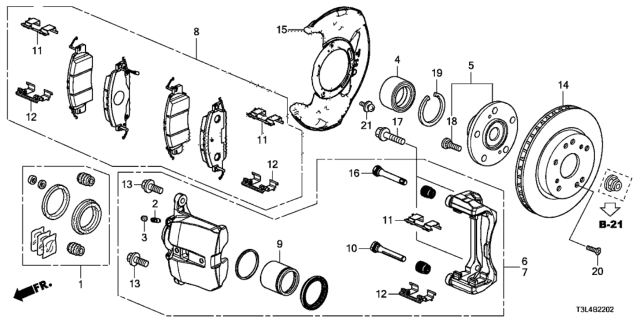 2016 Honda Accord Set,Caliper FR (1 Diagram for 01463-T2G-A00