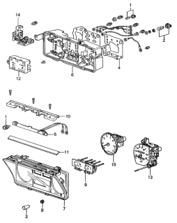 1981 Honda Civic Speedometer - Tachometer Components Diagram