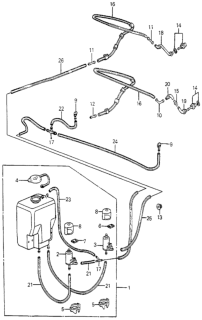 1982 Honda Accord Nozzle Assembly, Rear Washer Diagram for 38570-SA5-003