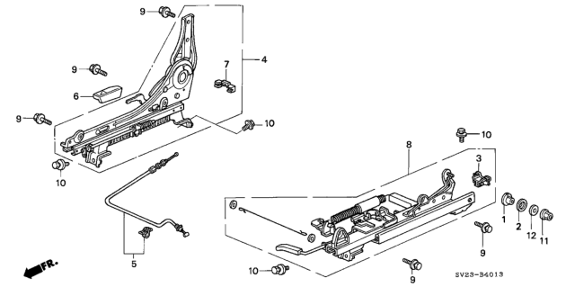 1994 Honda Accord Slide, R. Reclining (Outer) Diagram for 81150-SV2-A02