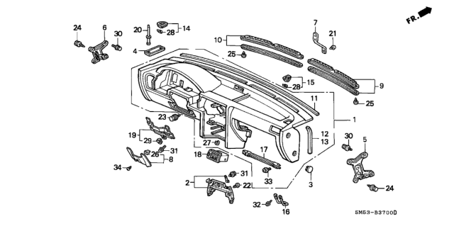 1991 Honda Accord Panel Assy., Instrument *NH89L* (PALMY GRAY) Diagram for 77100-SM2-A80ZA